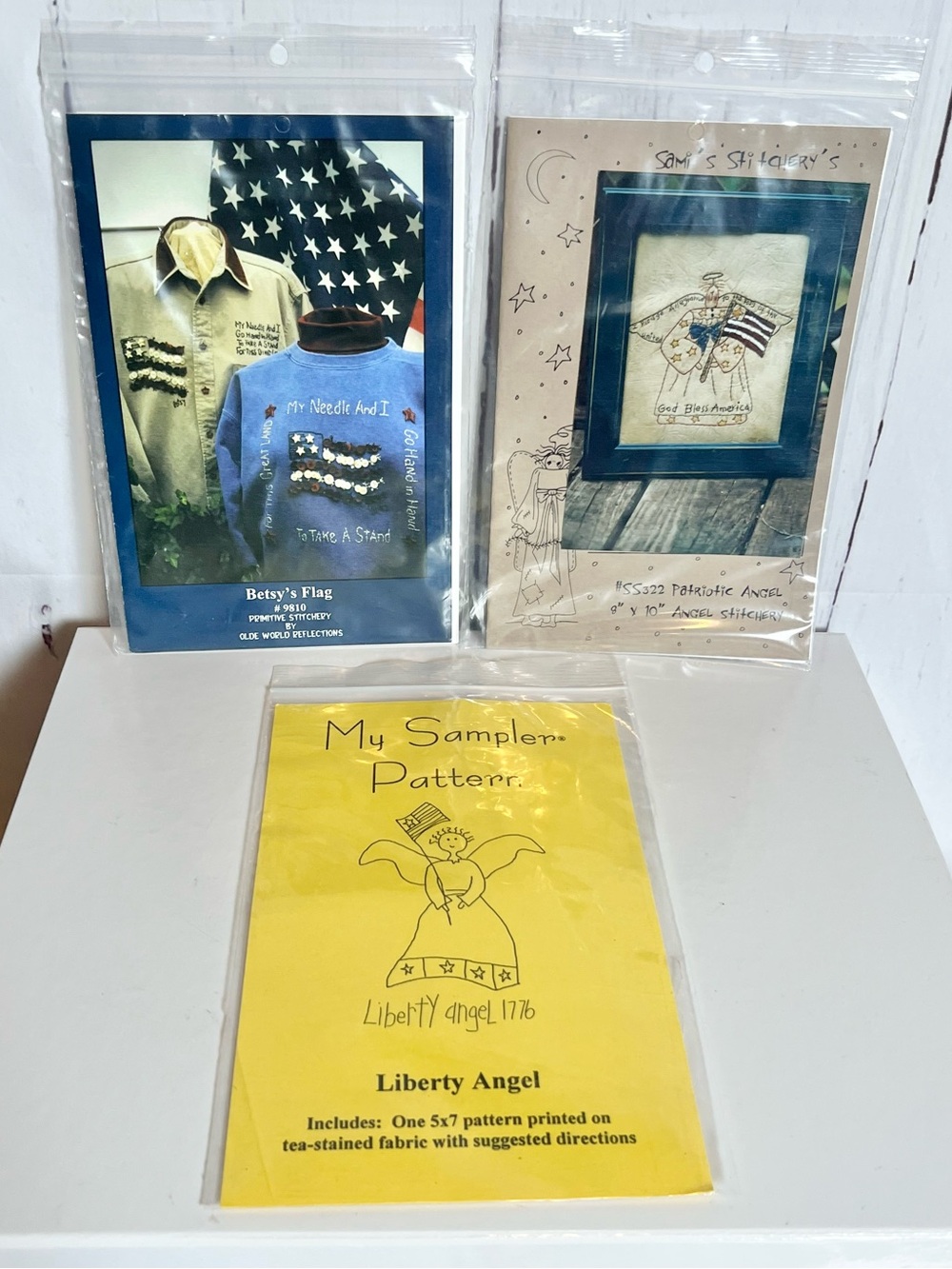Patriotic Embroidery Pattern Lot: Betsy's Flag, Liberty and Patriotic Angels